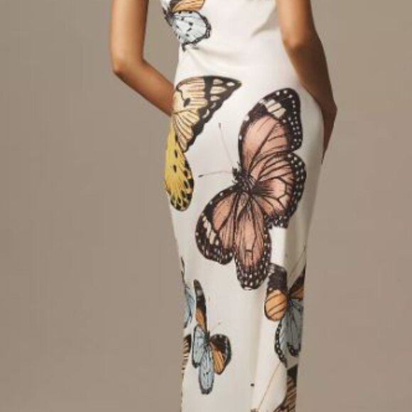 Anthropologie Satin butterfly Midi Slip Dress - Picture 2 of 3